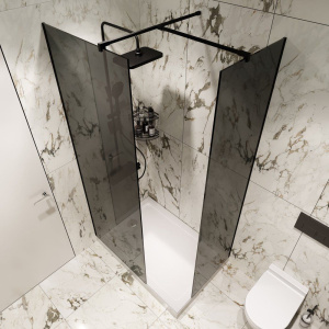 Купить Душевой уголок STWORKI Берген, 120х80 со свободным входом, профиль черный матовый, тонированное стекло в Москве с доставкой Душевой уголок STWORKI Берген, 120х80 со свободным входом, профиль черный матовый, тонированное стекло