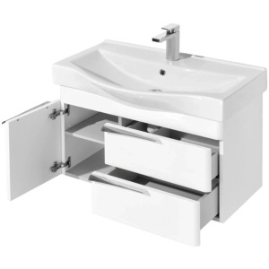 Купить Тумба с раковиной Aquaton Беверли 80 1A2355K0BV010 белый глянец в Москве с доставкой Тумба с раковиной Aquaton Беверли 80 1A2355K0BV010 белый глянец