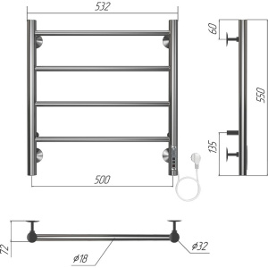 Полотенцесушитель электрический Terminus Аврора П4 500х550