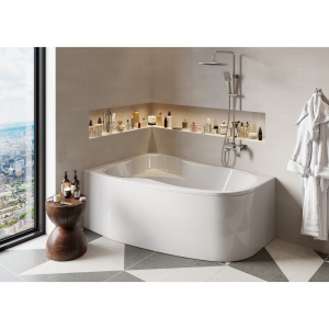 Акриловая ванна Vagnerplast Melite L 160x105 см, угловая, с каркасом, асимметричная