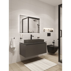 Мебель для ванной STWORKI Рандерс 100, антрацит, подвесная, с подсветкой