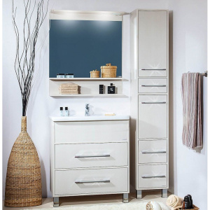 Купить Зеркало Бриклаер Чили 70 светлая лиственница, с подсветкой и полкой в Москве с доставкой Зеркало Бриклаер Чили 70 светлая лиственница, с подсветкой и полкой