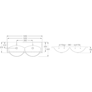 Раковина Hatria Sophie Y0Q501 125 см, белая