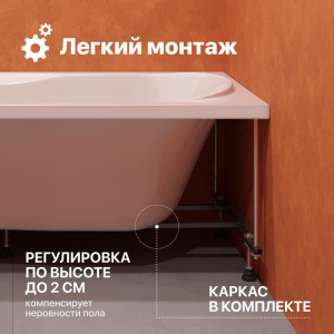 Акриловая ванна DIWO Ярославль 160x70 см, с каркасом