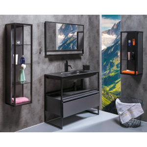 Купить Тумба с раковиной Armadi Art Loft 120 антрацит, напольная в Москве с доставкой Тумба с раковиной Armadi Art Loft 120 антрацит, напольная