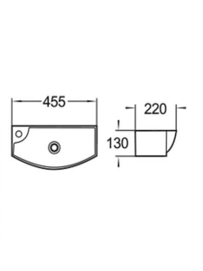 Раковина подвесная глянцевая белая 455х220х130 WeltWasser AISBACH 7946 GL-WT L (10000008694)
