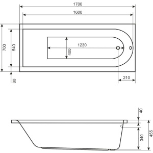 Акриловая ванна Excellent Aurum Lux WAEX.AUR17.LUX.CR 170x70 см, с гидромассажем, с каркасом, со сливом-переливом