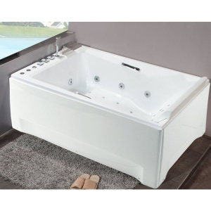 Акриловая ванна Orans OLS-BT65105 L 180x120 см, с гидромассажем, с каркасом, с экранами, со сливом-переливом, со смесителем, с подголовником, для двои