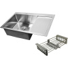 Мойка кухонная Wisent 7851-L с раздвижным коландером, сатин
