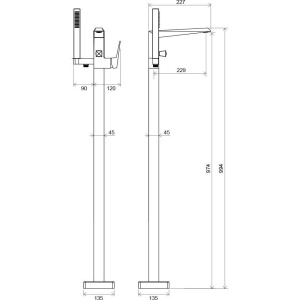 Напольный смеситель для ванны с душем Ravak Freedom FM 081.00 С ВНУТРЕННЕЙ ЧАСТЬЮ