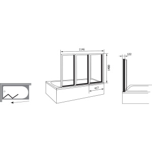 Купить Шторка на ванну Ravak VS3 115 Transparent, профиль белый в Москве с доставкой Шторка на ванну Ravak VS3 115 Transparent, профиль белый