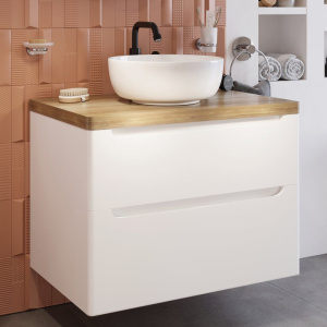 Купить Тумба с раковиной STWORKI Берген 80, белая со светлой столешницей, Moduo 40 RING в Москве с доставкой Тумба с раковиной STWORKI Берген 80, белая со светлой столешницей, Moduo 40 RING