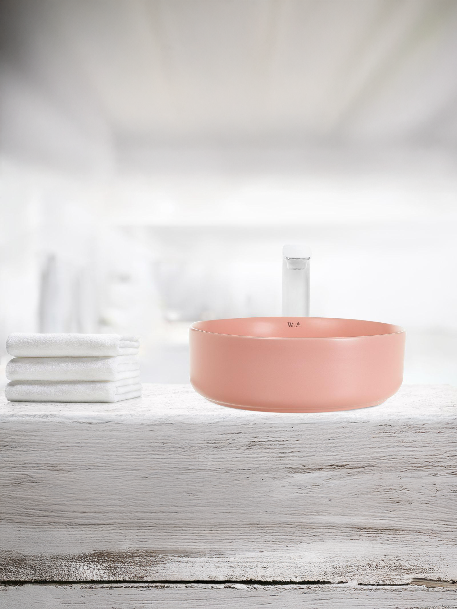 Раковина накладная матовая розовая 355х355х120 WeltWasser ELBACH 3134 MP (10000004515)