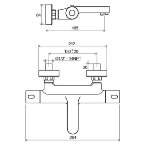 Термостатический смеситель Ravak Termo 300 TE 023.00/150 для ванны с душем