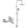 Душевая стойка STWORKI Стокгольм HFDB97000 + Смеситель для ванны с душем STWORKI Стокгольм HFSG10000 хром