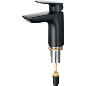 Смеситель для раковины Акватек Вега AQ1012MB с гигиеническим душем, матовый черный