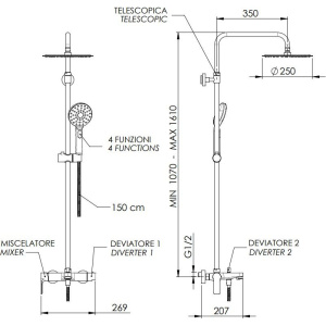 Купить Душевая стойка Remer Energy EY34A8MPUFM25G в Москве с доставкой Душевая стойка Remer Energy EY34A8MPUFM25G