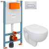 Комплект Унитаз подвесной Seramiksan Natura + Крышка + Инсталляция VitrA V-Fix Core 732-5800-01 с кнопкой смыва Root R 740-2280 хром