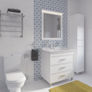 Купить Зеркало STWORKI Хальмстад 80 белое, с подсветкой, квадратные, белое, в современном стиле, настенное в Москве с доставкой Зеркало STWORKI Хальмстад 80 белое, с подсветкой, квадратные, белое, в современном стиле, настенное