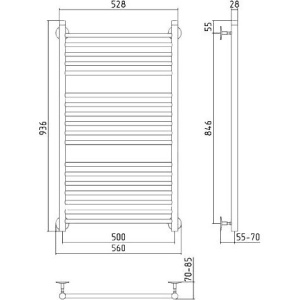 Купить Полотенцесушитель водяной Стилье Универсал-53 100x50 в Москве с доставкой Полотенцесушитель водяной Стилье Универсал-53 100x50