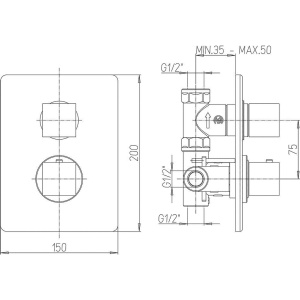 Термостатический смеситель Paini Dax-R 84CR690TH С ВНУТРЕННЕЙ ЧАСТЬЮ, для душа
