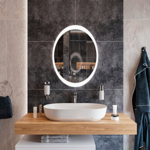 Зеркало DIWO Ярославль, 57 с подсветкой, овальное, сенсорный выключатель, в современном стиле