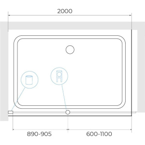 Душевая перегородка RGW Walk In WA-033 90 см, со штангой 200 см, стекло прозрачное 6 мм