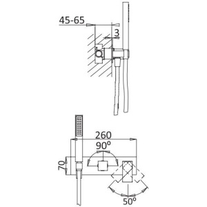 Смеситель для душа Cezares Porta VDM2 NOP, С ВНУТРЕННЕЙ ЧАСТЬЮ