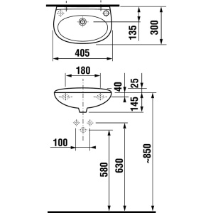 Купить Раковина подвесная Jika Lyra 40 1527.1.000.105.1 белая в Москве с доставкой Раковина подвесная Jika Lyra 40 1527.1.000.105.1 белая