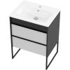 Тумба с раковиной STWORKI Гриндстед 60 белый матовый, антрацит матовый