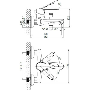 Смеситель для ванны с душем Rush Denis DN0335-44 хром