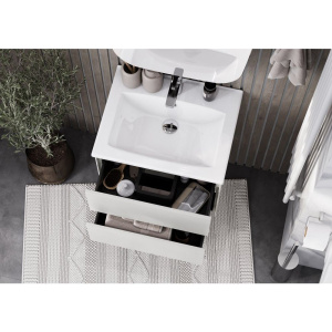 Купить Тумба с раковиной AQUATON Сохо 60 слэйт, галька серая в Москве с доставкой Тумба с раковиной AQUATON Сохо 60 слэйт, галька серая