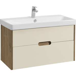 Купить Тумба с раковиной AQUATON Оливия 90, бежевый/дуб велл в Москве с доставкой Тумба с раковиной AQUATON Оливия 90, бежевый/дуб велл