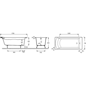 Чугунная ванна Jacob Delafon Biove 170x75 E2930-S-00