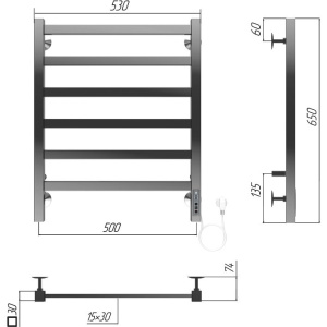 Полотенцесушитель электрический Terminus Ното П6 500х650