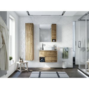 Купить Мебель для ванной STWORKI Карлстад 75 дуб рустикальный, простоун беж, с отверстием для смесителя в столешнице, белая в Москве с доставкой Мебель для ванной STWORKI Карлстад 75 дуб рустикальный, простоун беж, с отверстием для смесителя в столешнице, белая