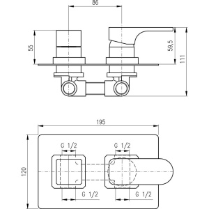 Смеситель для ванны с душем Rav Slezak Yukon YU186K С ВНУТРЕННЕЙ ЧАСТЬЮ