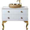Тумба с раковиной Armadi Art NeoArt 100 белая с ручками Satine золото, с ножками
