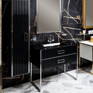 Шкаф-пенал Armadi Art Monaco подвесной, черный глянец, хром