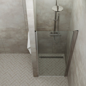 Комплект Душевая дверь в нишу DIWO Анапа 70х185, профиль хром глянец + Лоток CK DRAIN 1105-00155 55 см, с мокрым затвором, щелевой, из нержавеющей стали, с решеткой