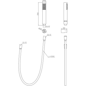 Душевой гарнитур BelBagno UNO-DFS-NERO матовый черный
