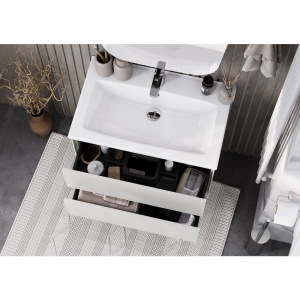 Купить Тумба с раковиной AQUATON Сохо 75 слэйт, галька серая в Москве с доставкой Тумба с раковиной AQUATON Сохо 75 слэйт, галька серая