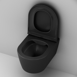 Комплект Унитаз подвесной AM.PM Func C8F1700MBSC безободковый, с микролифтом, матовый черный + Крепления Geberit Duofix 111.815.00.1 к стене + Шумоизоляция + Инсталляция UP 320 111.300.00.5 + Кнопка Sigma 01 115.770.DW.5 черная