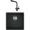 Комплект Мойка кухонная Omoikiri Kata 44-U-BL черная + Смеситель Nagano PVD-GM вороненая сталь