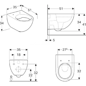 Унитаз подвесной Geberit Acanto 500.600.01.2 безободковый