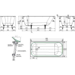 Чугунная ванна Wotte Start 160x75 см, с ножками