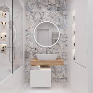 Зеркало круглое STWORKI Мальмё 77 с подсветкой, сенсор на зеркале, круглое, настенное, российское