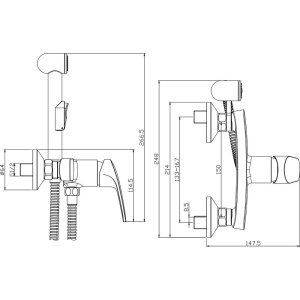 Гигиенический душ Rossinka RS45 -52 со смесителем