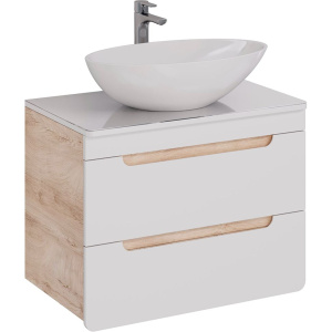 Купить Тумба с раковиной Lemark Olivia 80 дуб кантри, белая глянцевая, раковина Триумф в Москве с доставкой Тумба с раковиной Lemark Olivia 80 дуб кантри, белая глянцевая, раковина Триумф