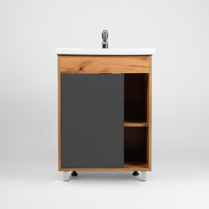 Тумба с раковиной VIANT Бостон 70 напольная, дуб вотан, графит